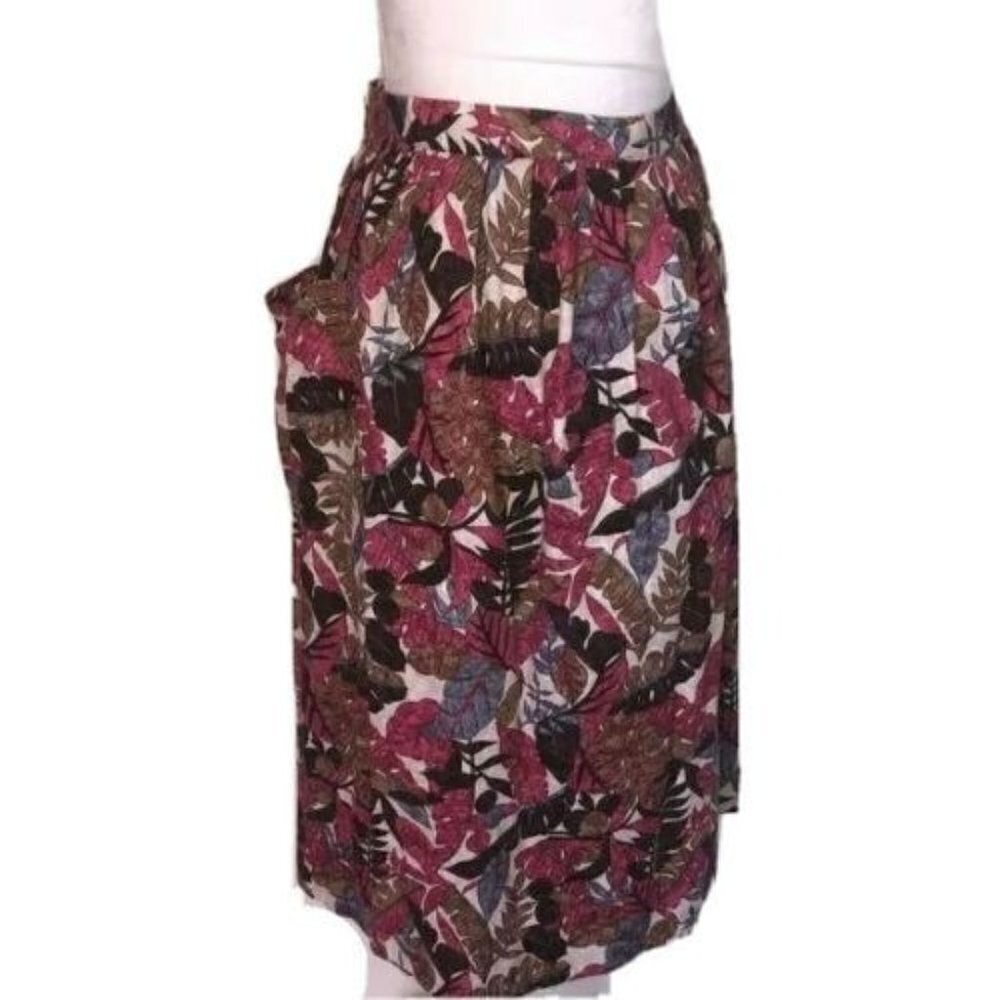 Midi Skirt Womens Vintage Floral Pink Blue Side Zipper One Pocket Custom Made